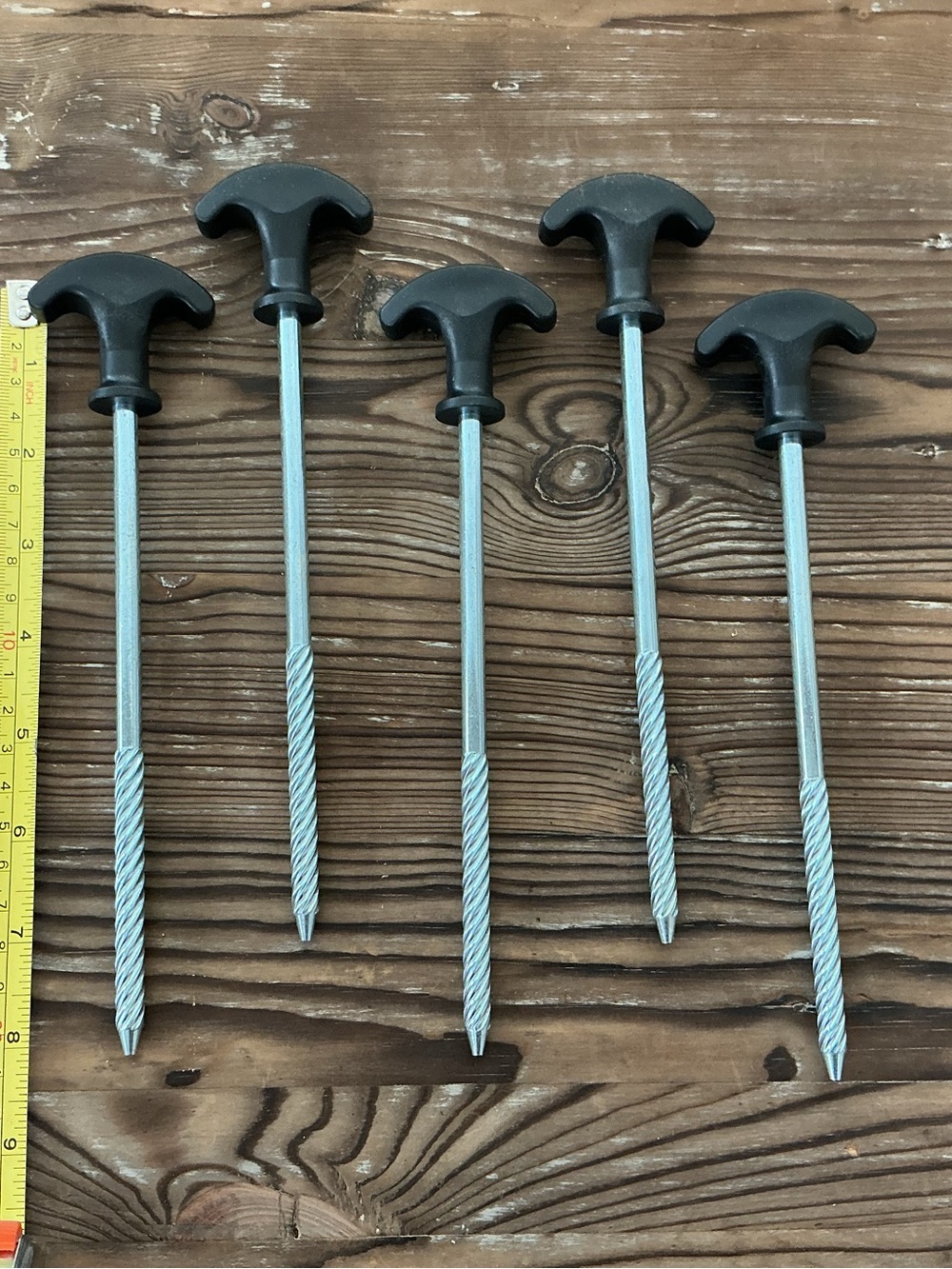 Black-Handled Garden Rent heavy duty metal  Spiral Stakes - Set of 5